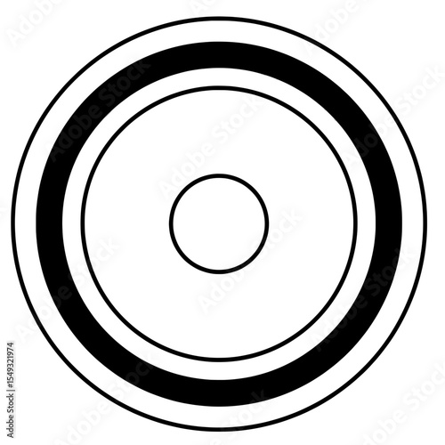 Circle pattern with a bold band in upper portion of the concentric circles on white