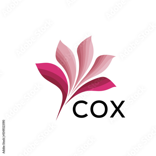COX "Creative Bloom Logo Concept with Gradient Leaves" COX Later Logo, Elegant Abstract Floral Logo Design in Pink Shades"
