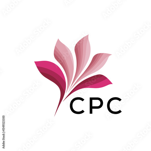 CPC "Creative Bloom Logo Concept with Gradient Leaves" CPC Later Logo, Elegant Abstract Floral Logo Design in Pink Shades"
