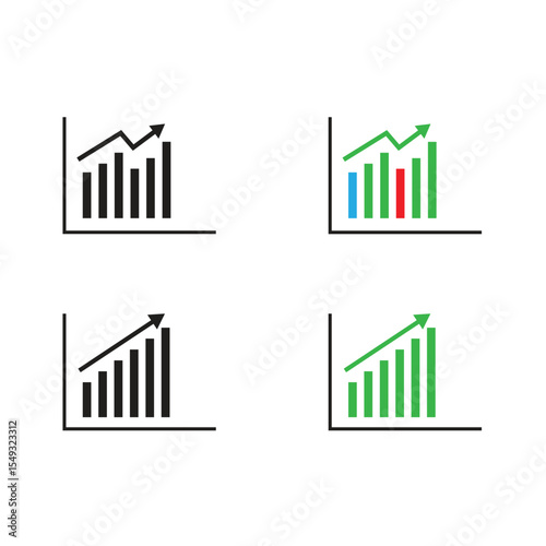 Set of business graph icon. Business growth chart.	