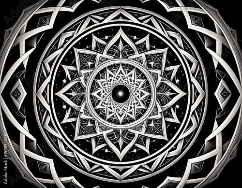 Intricate Black And White Mandala Design