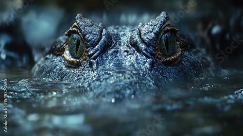 Alligator eyes peering from swamp water, wildlife, nature documentary