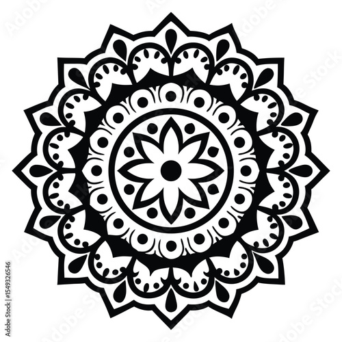 Mandala lace ornament with floral round pattern in vintage decorative style