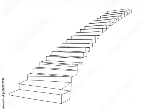 Abstract Stairway Illustration In Black And White