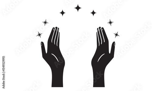 Hand vector silhouette, detailed hand gestures, positions, signs. Ideal arm, hands for illustrations, logos, icons