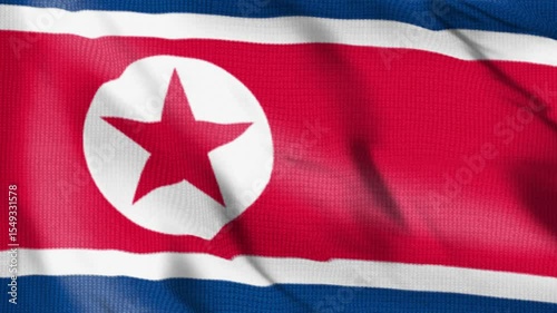 Korea Flag, North Korea National Flag Waving Peacefully