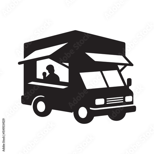 Food truck silhouette on white background silhouette white background. 