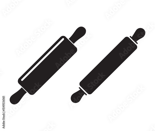Rolling pin silhouette icon for baking and cooking. Minimalist rolling pin vector.