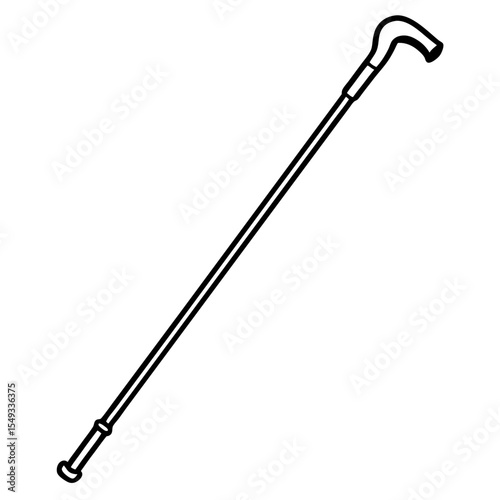Walking Cane Silhouette Vector Art