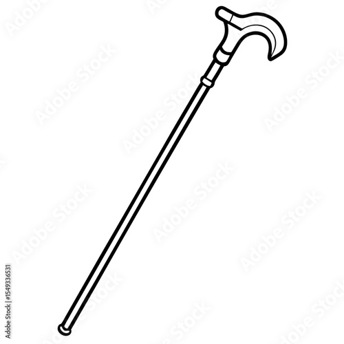 Walking Cane Silhouette Vector Art