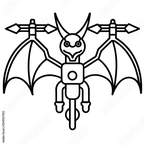 Dragon Drone line art vector