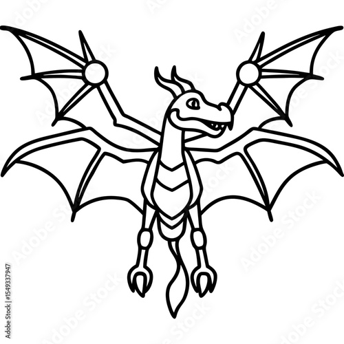 Dragon Drone line art vector