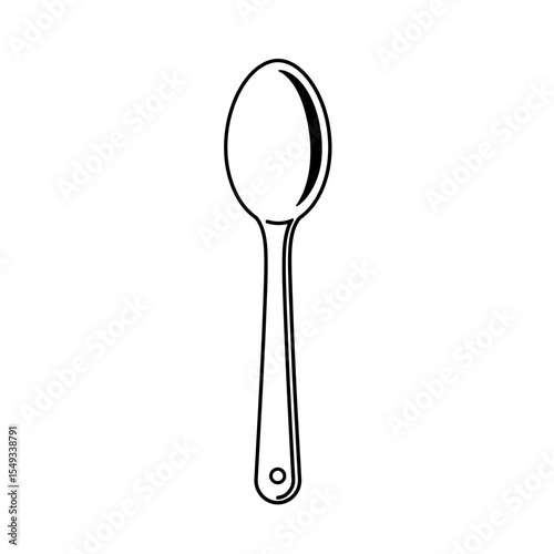 Outline drawing of a simple metal serving spoon tool silhouette