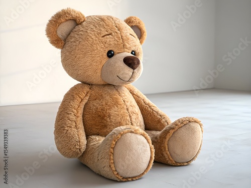 Soft Toy Bear Sitting in Cozy Room. Perfect for Baby Decor and Gifts