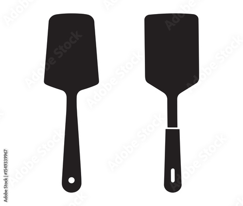 Minimalist spatula illustration kitchen utensil clipart. Silhouette cooking spatula icons.