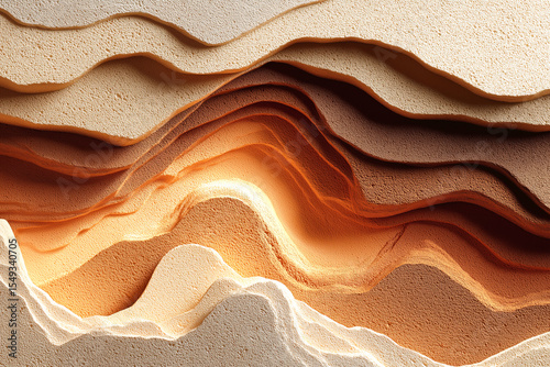Fototapeta Naklejka Na Ścianę i Meble -  Abstract wavy layers of textured sand in warm earthy tones
