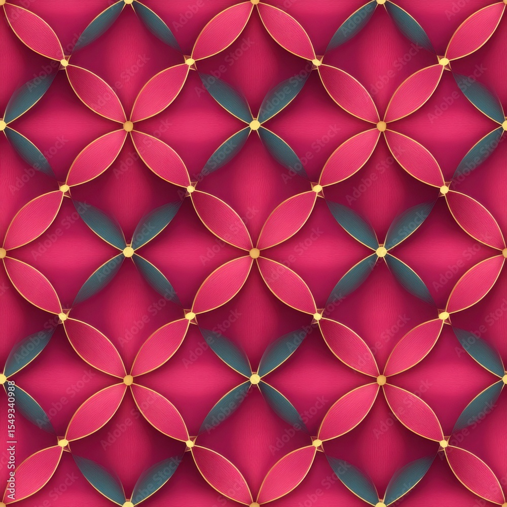 Fototapeta premium &nbsp;Geometric Petals Ornate Grid: Abstract Seamless Vector Pattern