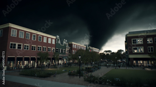 Tornado looms over an unsuspecting town