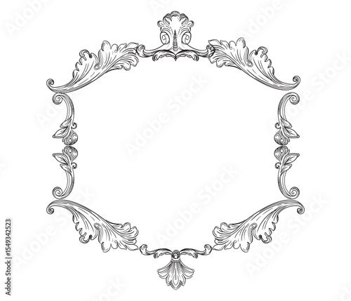 Symmetric hand drawing baroque frame vector illustration