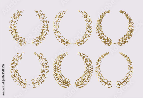 Gold laurel wreaths  vectör design