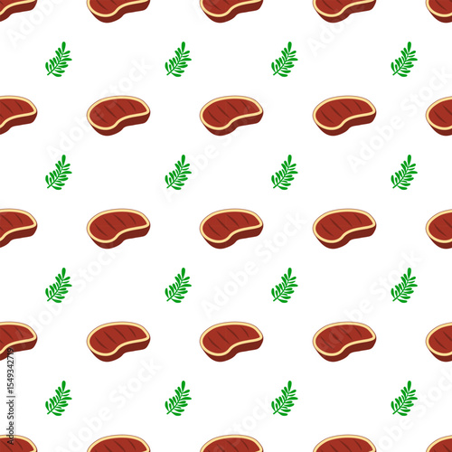 Grilled Steak with Rosemary Seamless Pattern