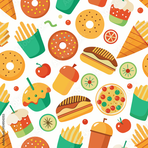 food icons. Bakery, dairy food, fruit and vegetables. Desserts fast food and pasta images. Isolated vector cartoon icons on white background.