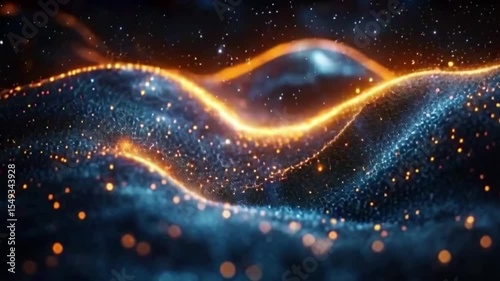 Abstract digital art of glowing particles