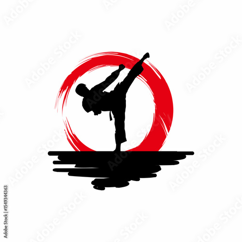 karate silhouette with brush vector