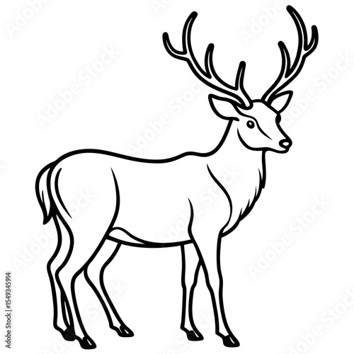 Wapiti and Vole Outline Art in Vector Style