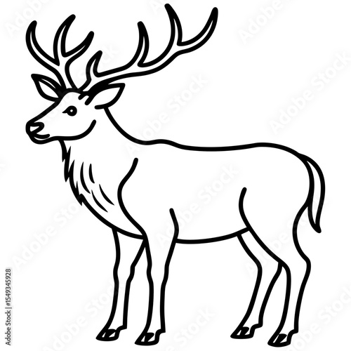 Wapiti and Vole Outline Art in Vector Style