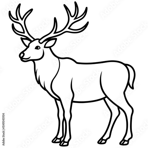 Wapiti and Vole Outline Art in Vector Style