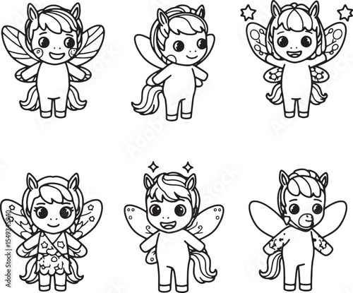 Adorable Fairy Unicorn Coloring Pages Six Cute Fantasy Creatures for Kids