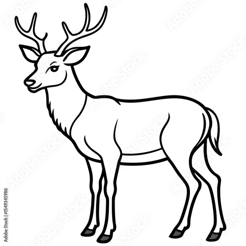Wapiti and Vole Outline Art in Vector Style
