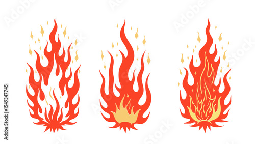 Flame Silhouettes Vector Set – Classic 90s Hot Rod and Motorcycle Style in Black and White 