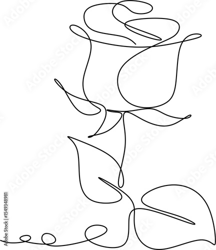 The flower is drawn as a continuous line. Vector illustration