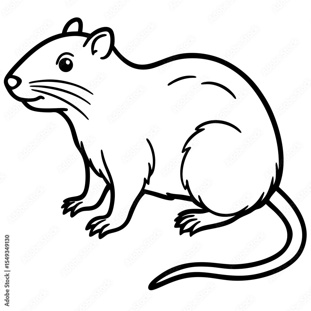 Naklejka premium Water Vole Silhouette Vector in Fine Line Style