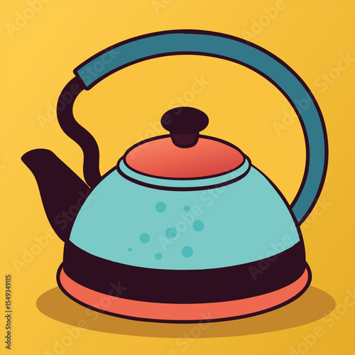 Retro-style kettle illustration for kitchenware design. Kitchen utensils are perfect for use in culinary branding, cooking blogs, recipe books, restaurant menus, food packaging, kitchenware labels, ho