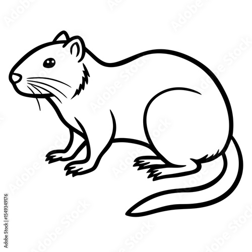 Water Vole Silhouette Vector in Fine Line Style
