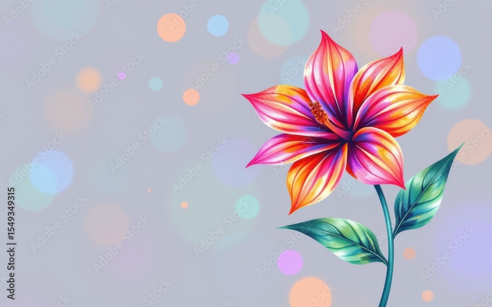 Obraz premium Colorful flower illustration with soft bokeh background.