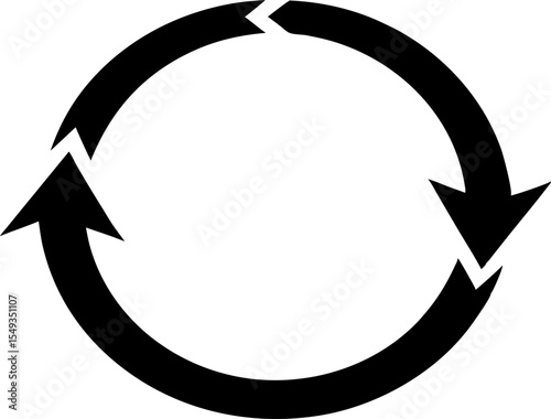 Circular Arrow Silhouette Vector Illustration Black And White