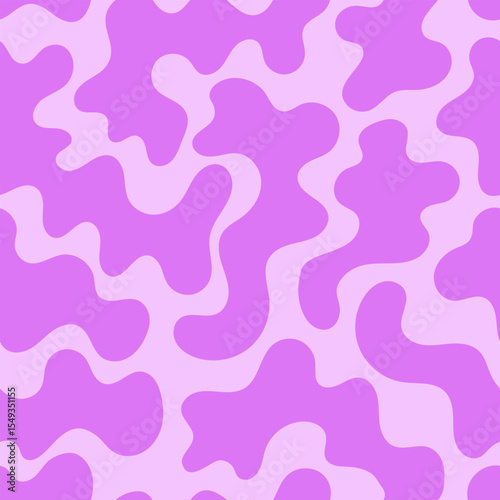 Vector flat background with wavy organic shapes. Abstract psychedelic seamless pattern in retro 1970s style