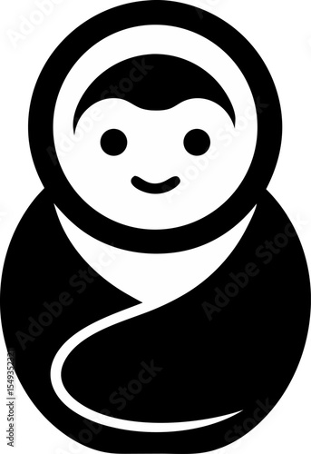 Icon Baby Swaddle Silhouette Vector Illustration