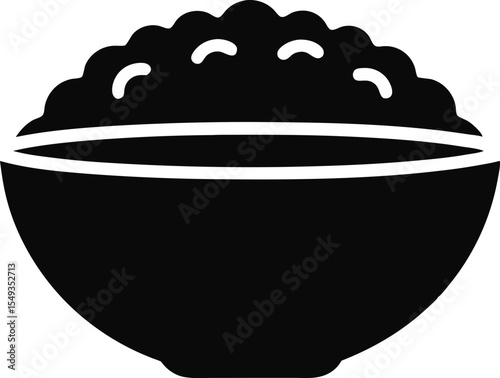 Rice Bowl Icon Silhouette Vector Illustration Black And White