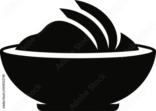 Rice Bowl Icon Silhouette Vector Illustration Black And White