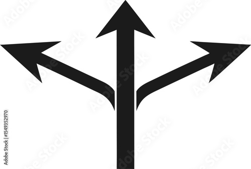 Split Arrow Branching Two Ways Silhouette Vector Illustration
