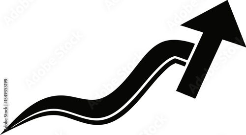 Wavy Arrow Pointing Up Silhouette Vector Illustration