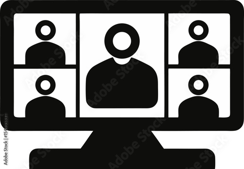 Zoom Meeting Screen Silhouette Vector Illustration