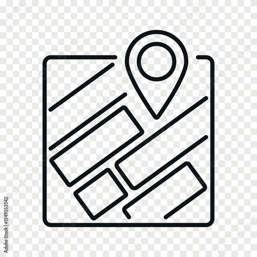Map with GPS pin line vector icon