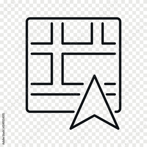 Map with GPS arrow line vector icon