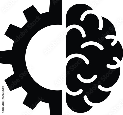 Brain Power and Mechanical Precision The Symbiosis of Mind and Machine,  Illustrating Cognitive Processes and Technological Innovation